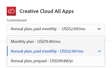 adobe creative cloud pricing for mac